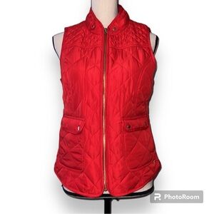Crown & Ivy medium women’s red hot icons puffer vest full zip front pockets NWT